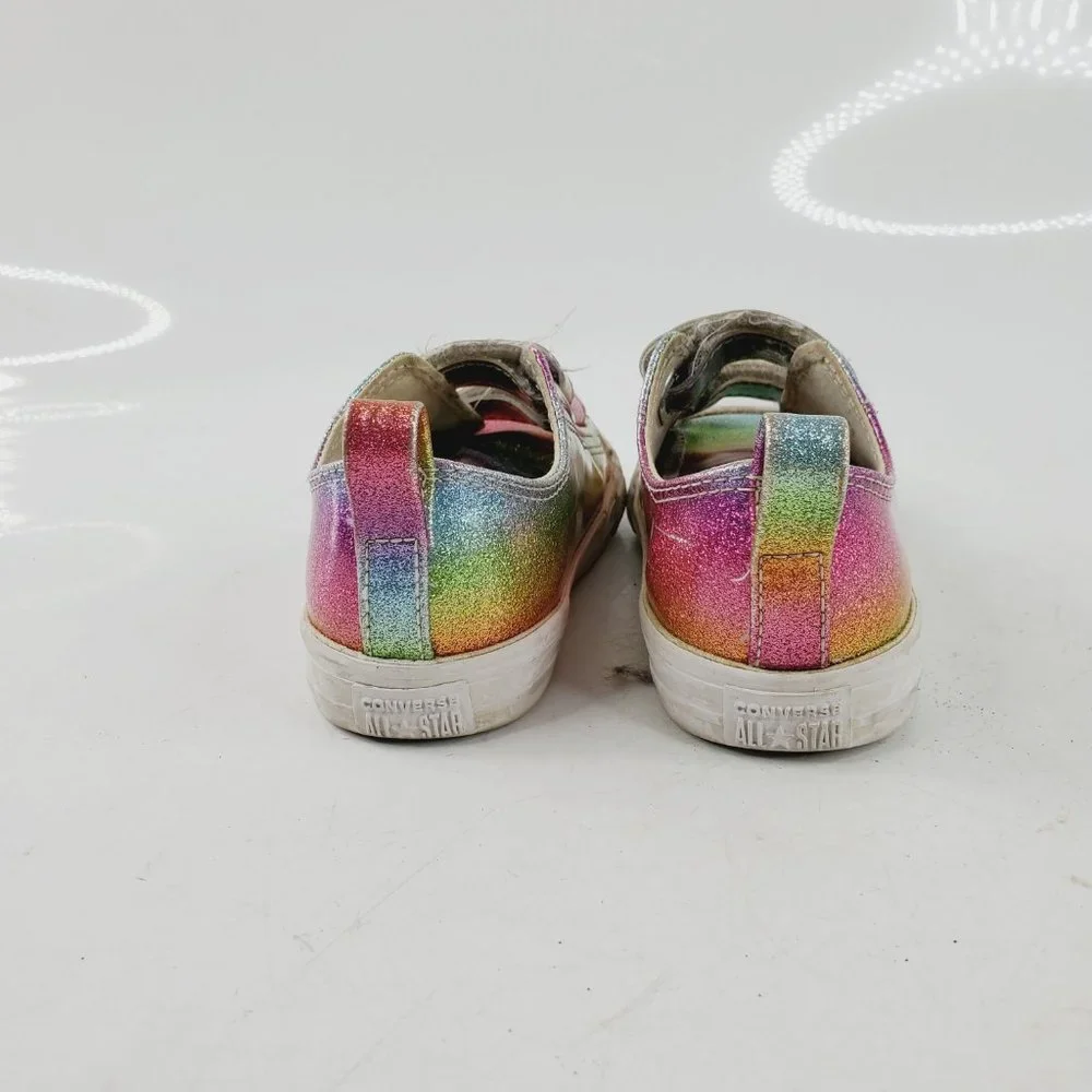 Converse Girl's Pink Rainbow 765533C Hook‎ & Loop Casual Sneaker Shoes Size 9